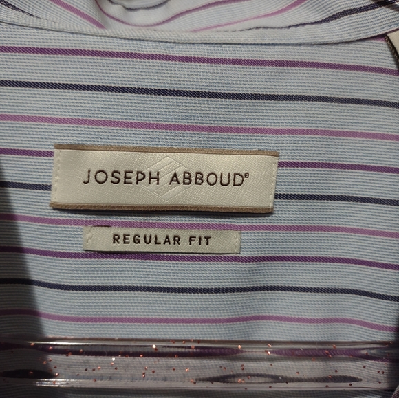 Joseph Abboud men's dress shirt size 17 1/2 neck 34-35 sleeve blue with stripes - Picture 3 of 4